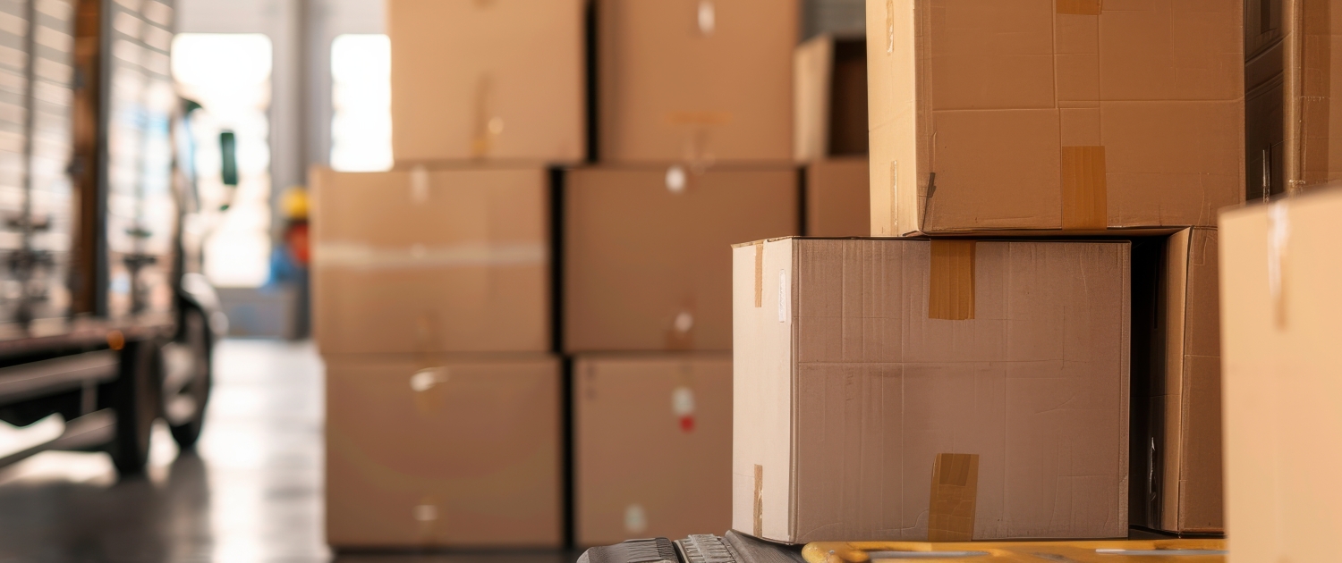 Neatly stacked moving boxes inside a truck, showcasing I Love Moving’s professional packing services.